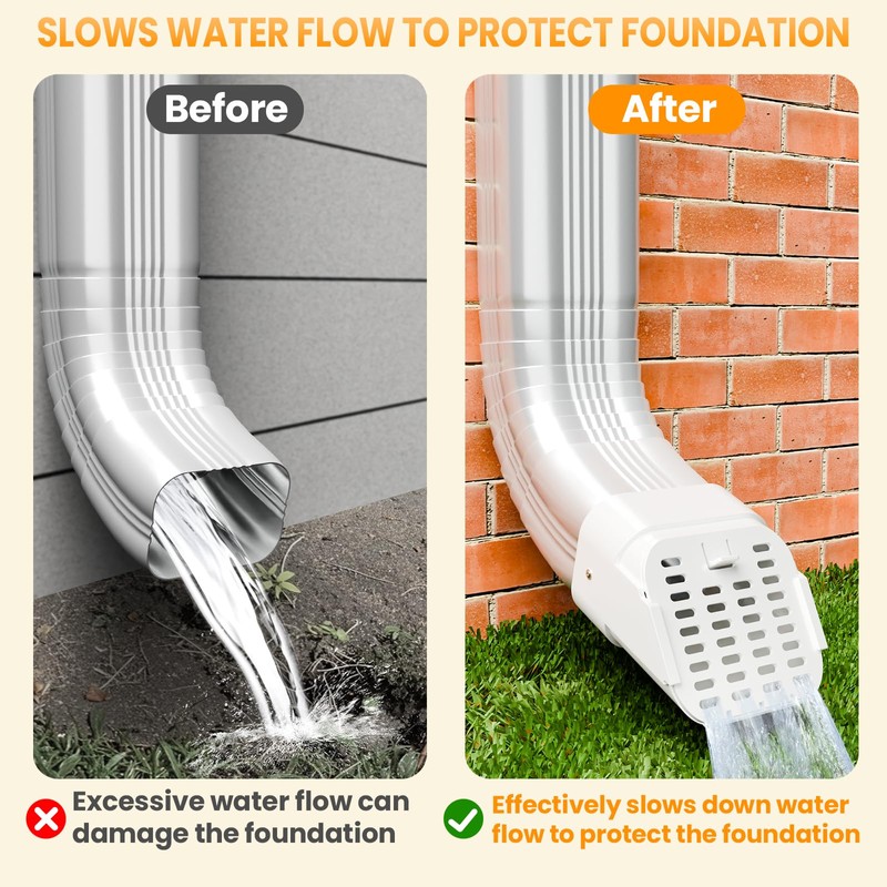 Furniok 2-Pack Gutter-Downspout Rodents Guard - Gutter Downspout Extension Accessory,