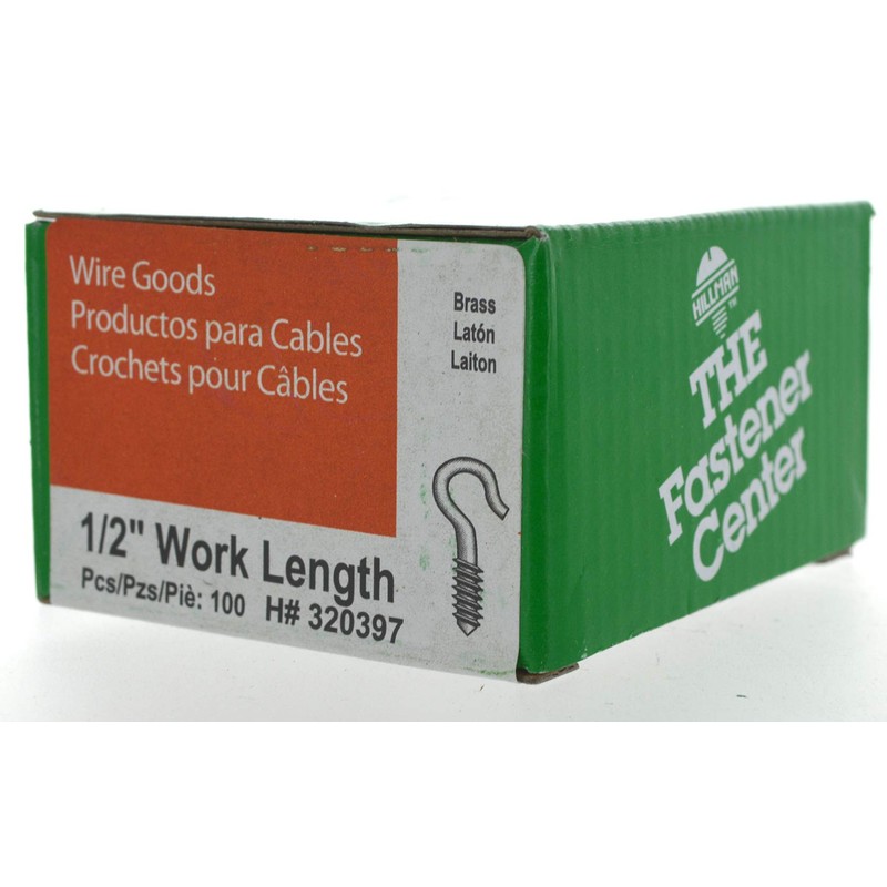 Hardware Essentials 320397 Brass (1/2-inch) 100 Pack Cup Hook, 1/2