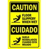 Caution, floor slippery when wet, english/spanish warning sign - 3mm Aluminium sign (300mm x 200mm)