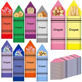 Wesnoy 100 Pcs Pencil Candy Bags Back to School Gift Decorations Pencil Shaped Treat Goodie Bag Bulk First Day of School Paper Containers for Teacher Students Classroom Decor(Multicolor,Crayon Style)