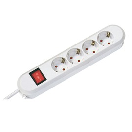Bachmann SMART power strip 4-fold, white, with - with Schalter, Schuko, with Kinderschutz, öffenbar, 1,5m H05VV-F 3G1,5mm², Zuleitung 1,5 m; 381.230K