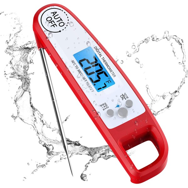 Criacr Meat Thermometers Waterproof Food Thermometer Instant Read Cooking Thermometer 4.5in Temperature Probe Digital Kitchen Thermometer with Backlit LCD for Baking, BBQ, Meat, Grill, Jam, Sugar