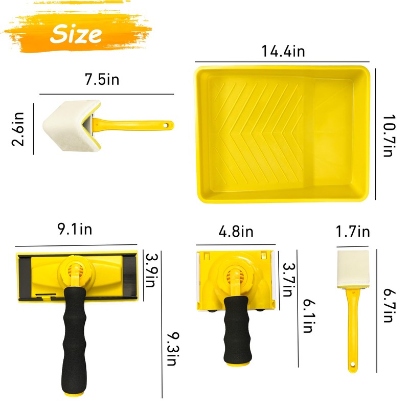 Paint Edger Tool Kit, 9 Inch Paint Pad Set, 7