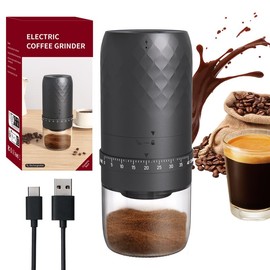 Portable Electric Coffee Grinder, 40 Adjustable Settings Small Electric Burr Coffee Bean Grinder, Mini Rechargeable Espresso Grinder for Travel, Camping, Home, and Office