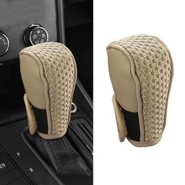 Wogomz Car Gear Shifting Knob Cover, Anti-Slip Automotive Shift Knob Handle Stick Protector Cover, Comfortable Gear Shift Knob Cover, Interior Decor Accessories for Car SUV Truck (Beige)