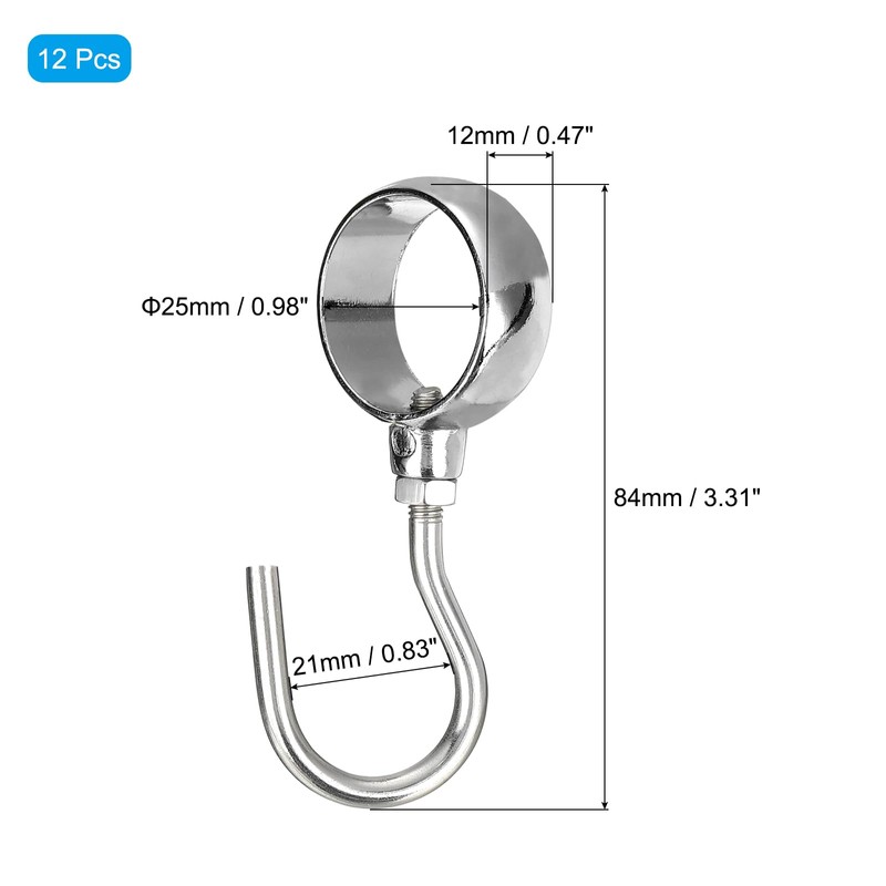 QUARKZMAN Pack of 12 Pipe Hooks, Stainless Steel 25 mm