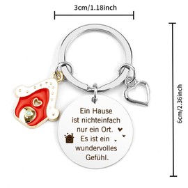 Hoosmoon Key Ring House, Housewarming Gift Apartment, Keyring Love, Gift Ideas for Housewarming Gifts, Gift for Couples, Partners, Best Friend, silver