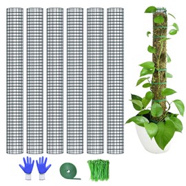 6 Pack Metal Moss Pole, 40"/24"/15" Moss Poles for Plants Monstera, Stackable Sphagnum Moss Pole for Plants Work with Sphagnum Moss(6 Pack 40")
