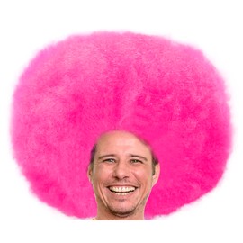 Hatstar XL Afro Wig | Kraushaar Curly Head Wig | Rasta Afro Wig | Costume Hippie Accessory for Carnival and Fancy Dress (Pink)