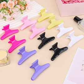 BAHABY Hair Clips for Styling Sectioning 12 Pack Butterfly Clamps Hair Claw Clips Pro Salon Hair Clips for Styling, Sectioning, Cutting and Coloring, 6 Colors