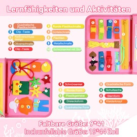 khlerox Busy Board Montessori Toy for Toddlers, Educational Learning Activity Sensor Board, Developing a Sensory Toy for Fine Motor Skills (Pink)