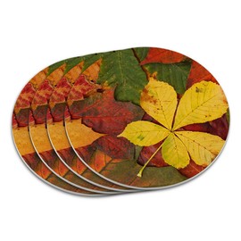 Colorful Autumn Fall Leaves Coaster Set
