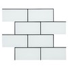 CASAPALACE White Peel and Stick Glass Tile, Subway Glass Backsplash