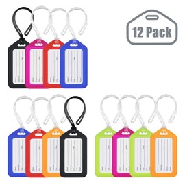Mifflin-USA Luggage Tags (Assorted, 12 PK), Bag Tag for Baggage, Suitcase Tags Bulk