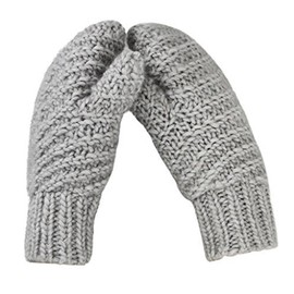 Women Winter Super Soft Knitted Gloves Mittens Thicken Warm Wool Windproof Cold-proof Gloves Knitted Fleece Lined Gloves Christmas Birthday Gifts, Grey, 23 x 9cm.