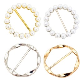 KGDUYC Brooches & Lapel Pins for Women, Shirt, T-Shirt Corner Buckle, Knotted Buckle, Three Position Buckle, Belt Adjustment Buckle, Round Scarf Buckle (Pack of 4)