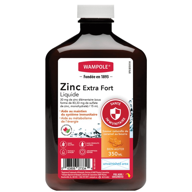 Wampole Zinc Liquid Extra Strength – Fast Liquid Absorption -