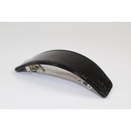 Blackbird Hair Couture Barrette Genuine Leather Clip Accessories Made in France (Black Patent Leather)