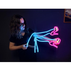 Nude Wall Sign, Neon Metal Wall Art, Lacy Neon Sign, Neon Wall Sign, LED Light Decoration, Home Office Hotel Cafe Bar Pub Wall Decor (With Remote Control)