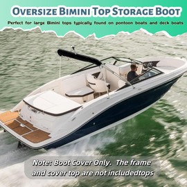 Oversize Bimini Top Storage Boot Cover, Fits up to 103" / 8.5' Wide, Heavy Duty Canvas Pontoon Boat Bimini Boot Cover Compatible with Extra-Large Tubing and Bulky Bimini, Sturdy & Weatherproof