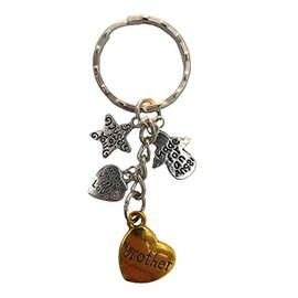 Love Heart Keyring Bro Angel Charm Pendant