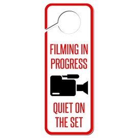 Graphics and More Filming in Progress Quiet on The Set Plastic Door Knob Hanger Sign