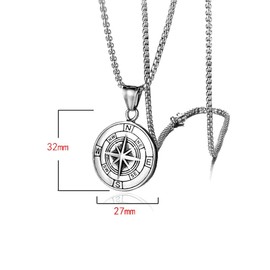 UMtrade Unisexo Acero Inoxidable Brújula Collar Clásico Náutico Graduación Medalla Colgante