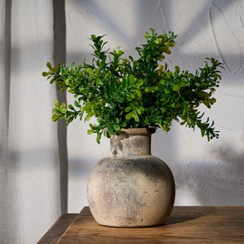 PORCER 6 Inch Antique Ceramic Vase, Terracotta Vase Boho Decor Farmhouse Decorative Vase, Rustic Vase for Home Decor, Living Room, Entryway, Wedding - Grey