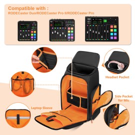 PGmoon Audio Mixer Backpack Compatible with RODECaster Pro/RODECaster Pro II/RC Duo, DJ Mixer Travel Bag Case for Microphones and More Podcast Equipment (Patent Design)