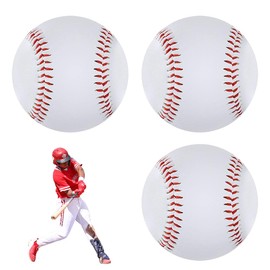 yotutun Baseballs 9 Inch, Pack of 3 Hand-Stitched Baseballs, PU Soft Baseballs, Soft Rubber Core, Baseballs, Training Softball for Adults, Youth Training, Professional Baseball Games