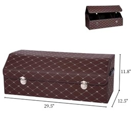 sunnymark&co Car trunk Organizer,Car Organizers and Storage,SUV Trunk Organizer,Foldaway and Adjustable,Keep Your Trunk Neat and Organized - Brown Grid (Brown, Extra Large 29.5")