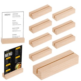 Auauraintt Pack of 10 Wooden Card Holders, Place Card Holder, Beech Wood, Photo Card Holder Made of Wood for Weddings, Banquets and Parties, Menu Card Holder, Photo Holder, Postcard Holder (Wood)