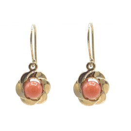 LTC Designs Genuine Natural Coral Earrings Set in a Spiral Frame with 14k Gold-Filled Fishhook Ear Wires for Women, Men, and Friends, This Dainty Earring is a Classic Style makes a Great Gift