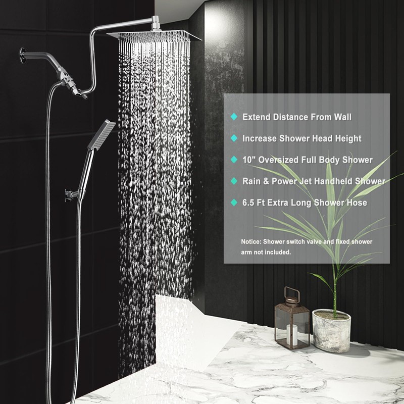 10" High Pressure Rainfall Shower Head with Handheld Combo, Upgrade