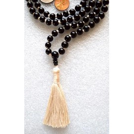 Awaken Your Kundalini AAA Grade 8mm Black Tourmaline Mala Beads Necklace - Hand Knotted