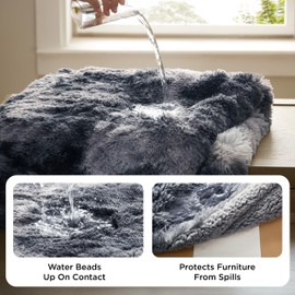 Bedsure Waterproof Dog Blankets for Large Dogs - Cat Blanket for Couch Protector Washable Long Faux Fur,Calming Soft Reversible Throw Furniture Protection for Puppy Pet, 40"x50", Tie-dye Grey