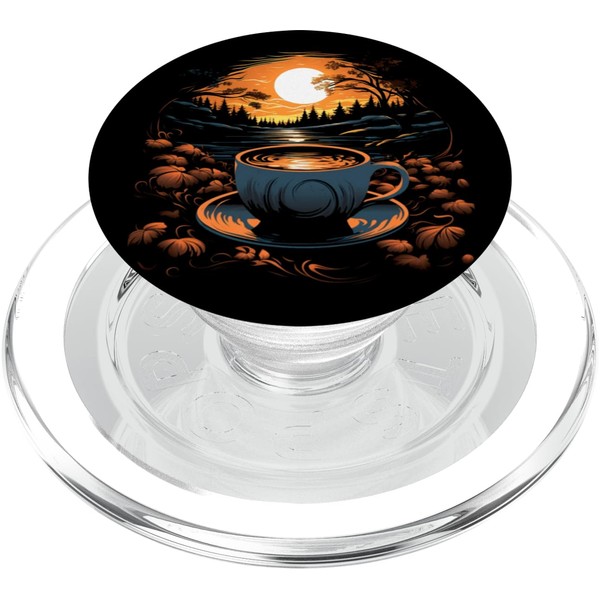 Pumpkin Spice Coffee Latte Cup Autumn Sunset PopSockets PopGrip for