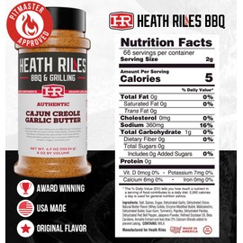 Heath Riles Cajun Seasoning Rub, Cajun-Creole, Louisiana Inspired Cajun Spice & Heat, Champion Pitmaster Recipe, 8 oz.