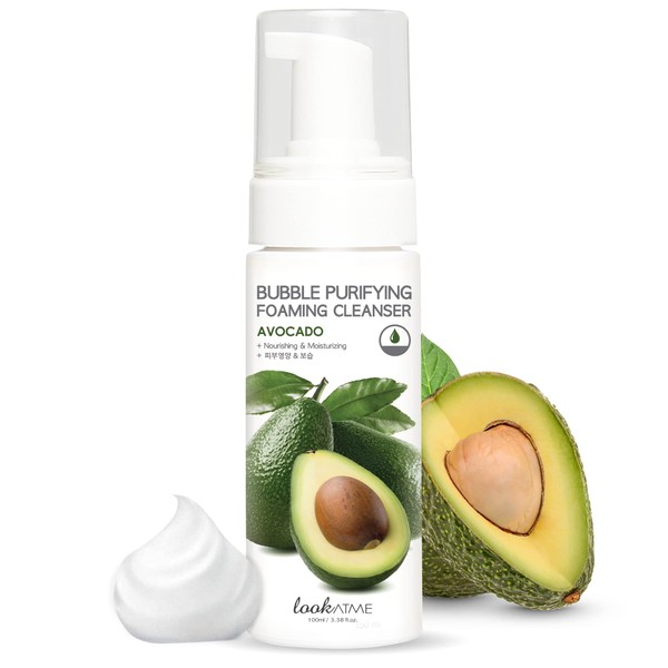 LOOKATME Avocado Face Wash (150 ml/5.07 oz), Foaming Facial Cleanser for Acne, Korean Foam Cleanser Face Wash for Women, Mens, Dry Skin Hydrating Cleanser for Sensitive Skin