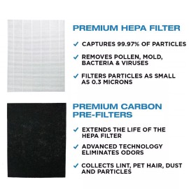 For Winix 115115 True HEPA Filter & 4 Carbon Pre-Filters Replacement A