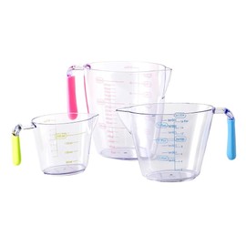 Transparent Drastic Measuring Cups 3pc Set, Clear Stackable Design, Heat-Resistant, Easy to Read Measurement Scale, Home & Professional Kitchen Cooking (Set of 3 pcs Cups), Pack of (2)
