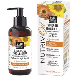 NUTRIVOIL Sweet Almond and Calendula Oil - Synergy Scented Citrus - Nourishing, Moisturising, Elastic, Soothing. Recycled Plastic Bottle 200ml with Dispenser