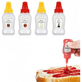 YSTrillion 4 Stück Ketchup Spender,Mini Saucenflasche,Quetschflasche Mini Dosierflasche,23ml Ketchup Spender Squeeze Flasche Bottle Plastikflaschen zum Befüllen Saucenflasche,Quetschflas