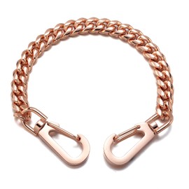 Cinturón de acero inoxidable de oro de 18 quilates de 8 mm para bolso de mano, bandolera de repuesto con hebillas sólidas, Oro Rosa, 8"