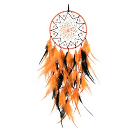 WisePoint Dream Catcher, Handmade Dreamcatchers Wall Hanging Bedroom Decorations with Feathers and Beads, Wall Decorations for Bedrooms, Living Rooms, Apartments (black+orange)