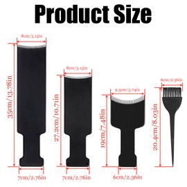 4 PCS Hair Dye Paddle Black Flat Top Comb Board Set Professional Highlighting Board with Teeth Hair Coloring Brushes for Barber and Home DIY Hair Styling Tool