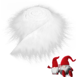Faux Fur Fabric, White Fur Fabric, 150 x 9 cm Fluffy Craft Fur, Precut Shaggy Plush Fur Fabric for Gnomes Beard Santa Claus Hair Cosplay Costume DIY Craft Party Christmas Decoration (White)