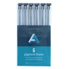 Art Alternatives Pigment Liner, 6-Pen Set, Black - Technical drawing, illustration, sketching, writing, note taking - For the office, school, or everyday home use!