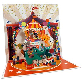 Pictura Circus Tent : Elephant, Seal, Lion and Bear 3D Pop Up Keepsake Greeting Card