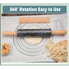 SIPARUI Marble Rolling Pin with Wooden Cradle Thick Handle Set